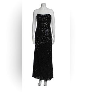 NWOT BADGLEY MISCHKA BLACK SEQUIN STRAPLESS EVENING GOWN SIZE 6